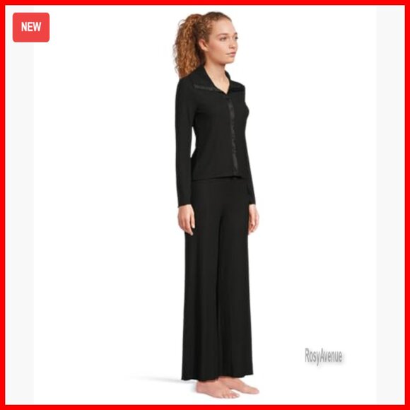 Long Sleeve Modal Pajama Set, Size Medium, Wrap Top & Pant - Picture 2 of 4